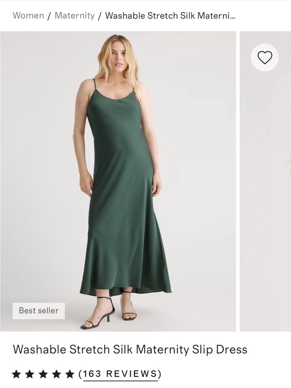 Quince Stretch Silk Maternity Slip Dress